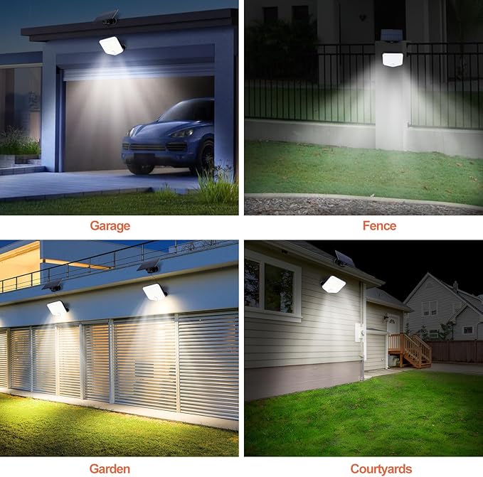 153 LED Solar Wall Lights, 180°Beam Angle Solar Security Lights Outdoor, Motion Sensor Lights Outside with Remote, Waterproof Flood Light for Porch, Patio,Yard,Garage,2 Pack