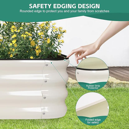 4 in 1 Galvanized Raised Garden Bed - 6x2x1ft (2Packs) Modular Planter Box Outdoor | Metal Raised Bed Kit with Bracing Rods for Gardening Vegetables Flowers Fruits Herbs (White)