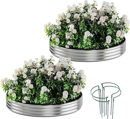 Galvanized Metal Planter Raised Garden Bed Kit for Gardening Outdoor Garden Box Raised Flower Bed 2PC Metal 2X2X1FT