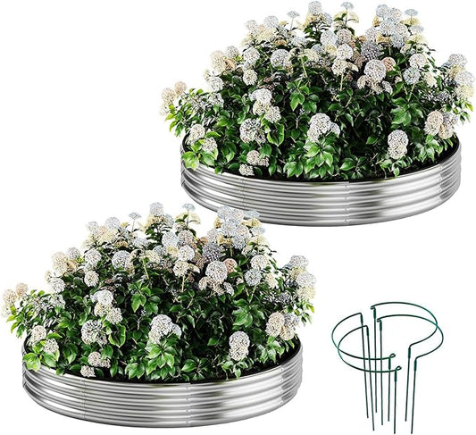 Galvanized Metal Planter Raised Garden Bed Kit for Gardening Outdoor Garden Box Raised Flower Bed 2PC Metal 2X2X1FT