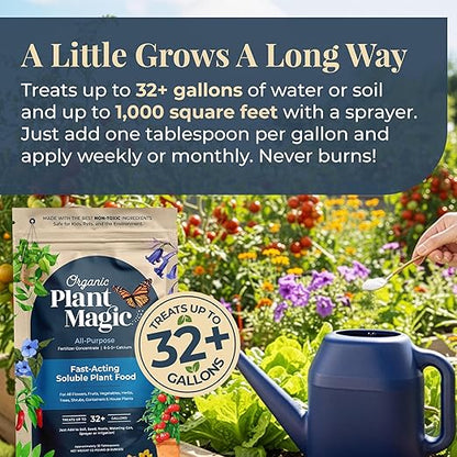 Organic Plant Magic - Fast-Acting Water Soluble Plant Food - All-Purpose Fertilizer Concentrate for Flower, Vegetable, Herb, Fruit Tree, Garden & Indoor Houseplants [One 1/2 lb Bag]