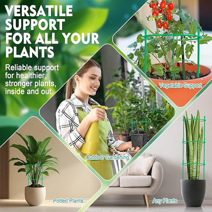 36 Pack Plant Support Stakes for Indoor Plants Stackable Plant Sticks Support with Adjustable Cages Green Trellis for Potted Plants (XSX-ZWZJ-1, Plant Support Stakes, 36, ZWZJ-1)
