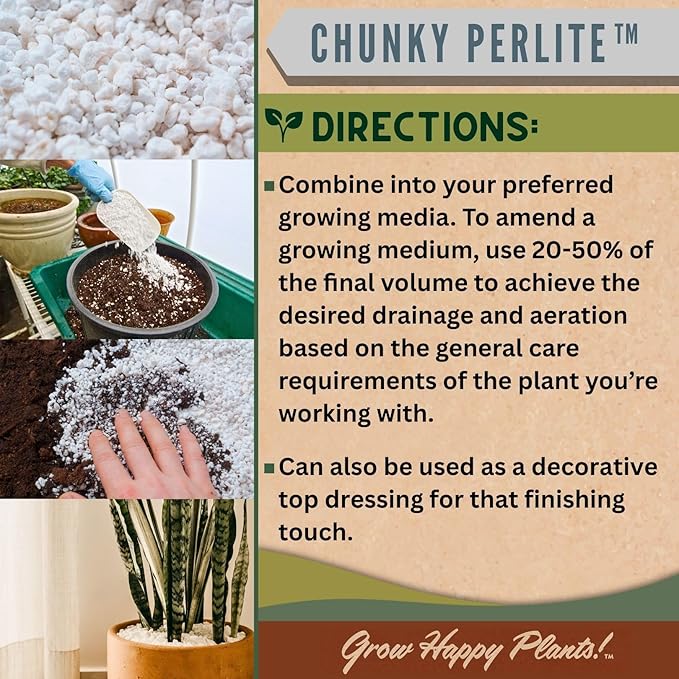 Sol Soils Chunky Perlite for Plants - Lightweight, All-Natural Volcanic Glass Soil Amendment to Improve Drainage & Aeration – 1 Gallon