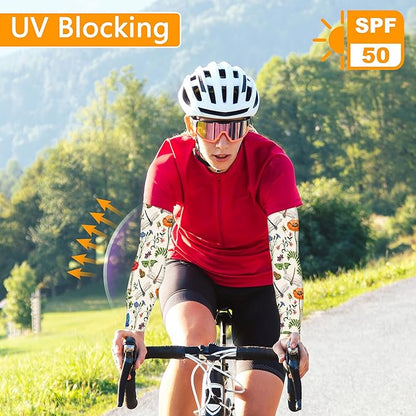 Garden Sleeves for Women Boho Gardening Sleeves with Thumb Holes UV Sun Protection Arm Sleeves for Women