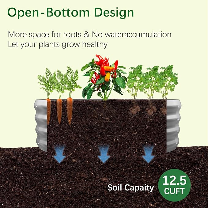 Galvanized Garden Bed Kit for Vegetables/Herbs/Flowers 4x4x1 Outdoor Raised Planter Box