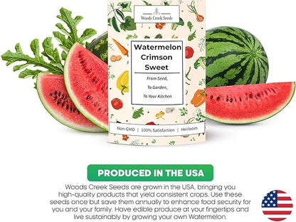 Crimson Sweet Watermelon Seeds for Planting – Heirloom, Non-GMO Watermelon Seeds for Home Gardens, Large Sweet Red Watermelons with Seeds | Woods Creek Seeds