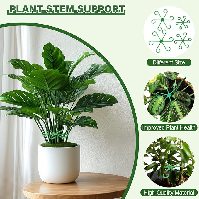 32pcs Plant Stem Support, Plant Support for Indoor Plants, 4 Sizes Climbing Houseplant Stem Holders, Reusable Plant Stabilizer, Indoor Plants Accessories
