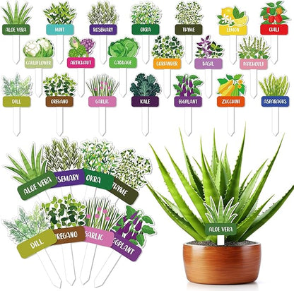 20 Pcs Acrylic Vegetables Plant Label Signs 20 Style Plant Stake Tags with Names Waterproof Herb Garden Markers Reusable Labels Markers for Seedlings Nursery Garden Succulent Flowers Greenery