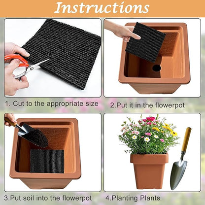 6Pcs Pot Mesh Drainage Discs Double Layer Plant Pot Hole Insert Pads Cutable Bonsai Pot Bottom Grid Mat Mesh Reusable for Indoor Outdoor Potted Plant Prevent Soil Loss Keep Roots Healthy 6.3inch