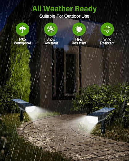Solar Spot Lights Outdoor, Solar Lights Outdoor Waterproof IP65, 3 Brightness Modes Dusk to Dawn Landscape Spotlights for Yard Garden Pathway Tree Decoration, Cool White, 1 Pack