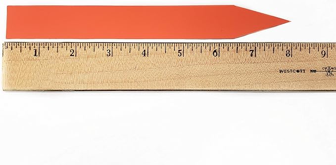 Large 1" x 8" Orange Plastic Plant Labels (Pack of 100 Labels) & 1 All-Weather Marker