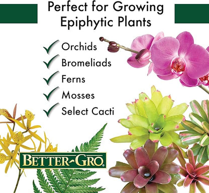 Better-Gro Orchid Bark - Premium Grade Orchid Potting Medium for Potting, Repotting, Root Development, and Water Retention, Ideal for Phalaenopsis, Epiphytic Orchids, and Tropical Plants - 4 Quarts