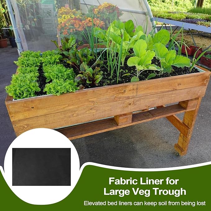 Raised Garden Bed Liner Non-Woven Fabric, Elevated Planter Box Replacement Fabric for Outdoor Raised Beds Vegetable Trugs Backyard Flowerbeds, Holds Soil Allows Water to Drain