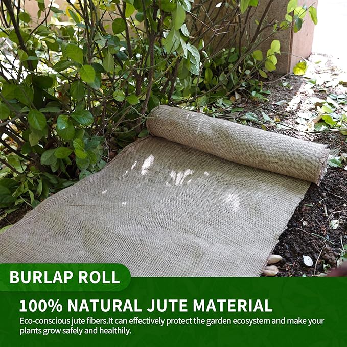 Agfabric Natural Burlap Fabric Roll,45 inch x25Feet Jute Fabric Roll for Outdoor Trees,Outdoor Wedding Runners,Decor