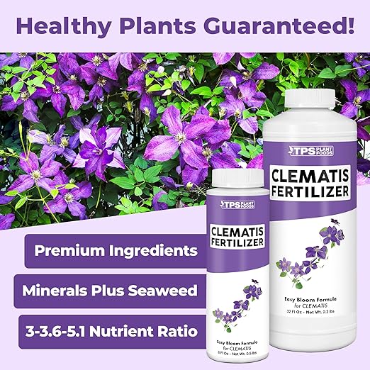 Clematis Fertilizer for Clematis, Great for Sweet Autumn, White, and Nelly Moser Varieties, Liquid Fertilizer by TPS Plant Foods, 8 oz (250mL)