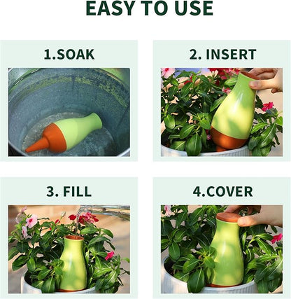 16 oz Drip Irrigation Stakes, Large Plant Watering Globes, Olla Pots Plant Watering Devices, Self Watering Planter Insert, Watering Spikes for Outdoor Indoor Everyday Vacation Use, 4-Pack