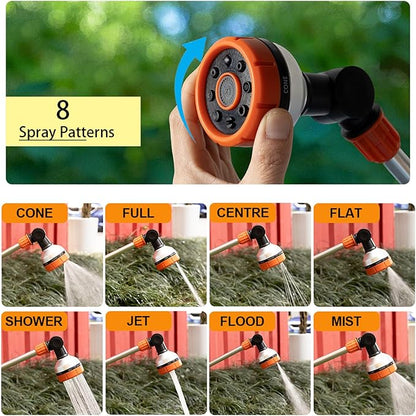 17.5" Multi-Pattern Watering Wand with Thumb Control & 180° Rotating Nozzle | 8 Spray Modes for High-Pressure Cleaning, Pet Bathing, Gardens, Hanging Baskets | Fits Standard Garden Hoses