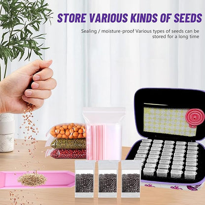 40 Slots Seed Storage Organizer, Seed Organizer with 40 Label Stickers, 20 Clear Storage Bags, Seed Storage Container for Flower Vegetable Plants Garden Seeds Saving (40 Slots)