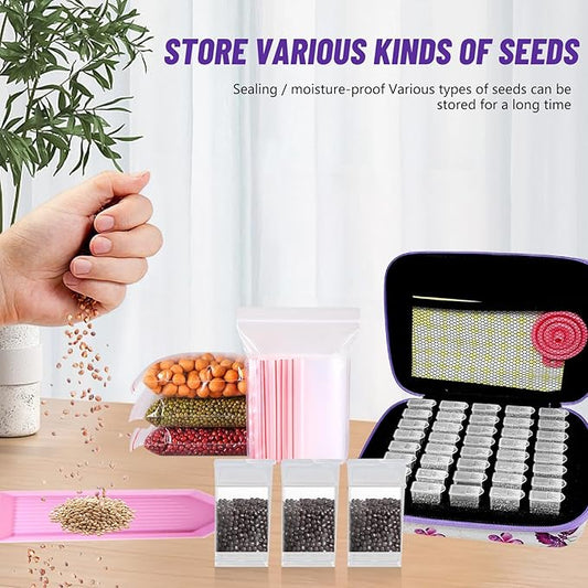 40 Slots Seed Storage Organizer, Seed Organizer with 40 Label Stickers, 20 Clear Storage Bags, Seed Storage Container for Flower Vegetable Plants Garden Seeds Saving (40 Slots)