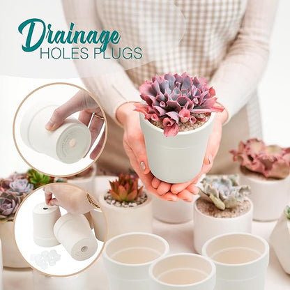 4E's Novelty Ceramic Flower Pots with Drainage Holes, 3.14", Pack of 12, Small Clay Garden Planters for Succulents, Cactus, Plants, DIY Easter Spring Craft Activity