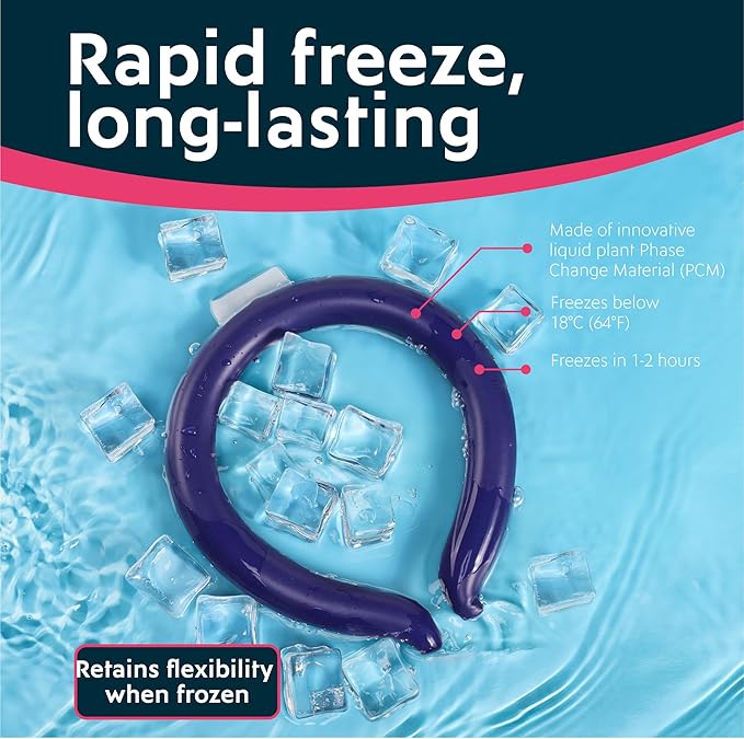 Magic Gel Neck Ring Coolers - Wearable Neck Cooling Ice Pack - Reusable Cool Body Cooler Tube - Cold Gel Wrap Ice Packs for Necks - Perfect for Athletes or Outdoor Workers - Navy