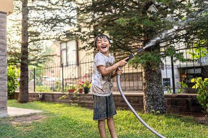 TITAN Garden Hose | Flexible, Lightweight, Kink-Free & Durable Hybrid Water Hose with Heavy Duty Brass Connectors & High-Pressure Jet Nozzle (50FT x 1/2”)