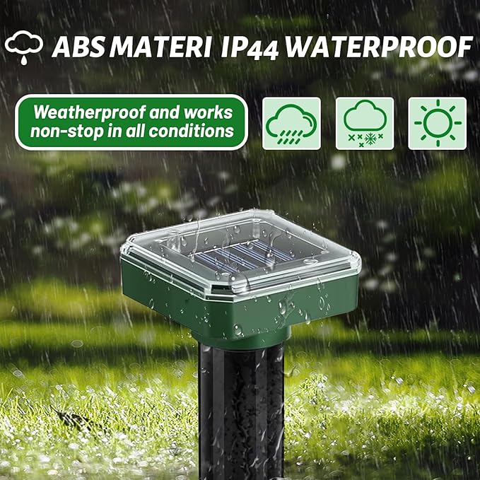 Mole Repellent Solar Powered 10 Pack,Ultrasonic Vole Repellent Outdoor, IP 44 Waterproof Animal Deterrent for Yard Garden,Effective Get Rid of Gopher Raccoon Squirrel Groundhog Chipmunk