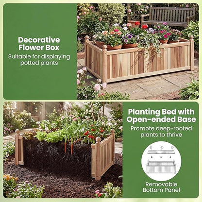 Giantex Acacia Wood Raised Garden Bed, 44"x23"x16" Rectangular Planter Box w/Black Liner for Growing Vegetable Flower Herb Fruit, Easy Assembly, Outdoor Planting Bed for Backyard, Garden, Lawn