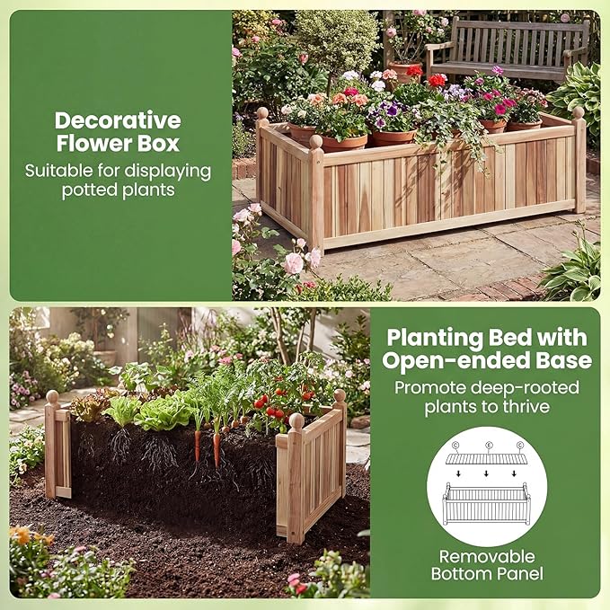 Giantex Acacia Wood Raised Garden Beds Set of 2, 44"x23"x16" Rectangular Planter Box w/Black Liner for Vegetable Flower Herb Fruit, Easy Assembly, Outdoor Planting Bed for Backyard, Garden, Lawn