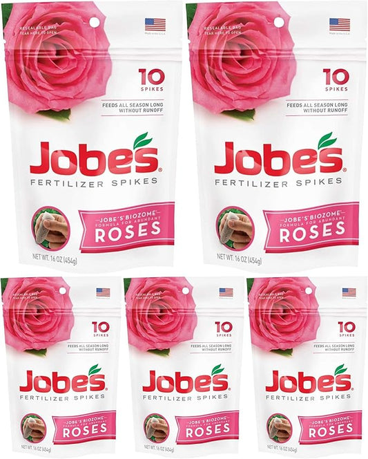 Jobe's Rose Fertilizer Spikes, 10 Spikes 5 Pack