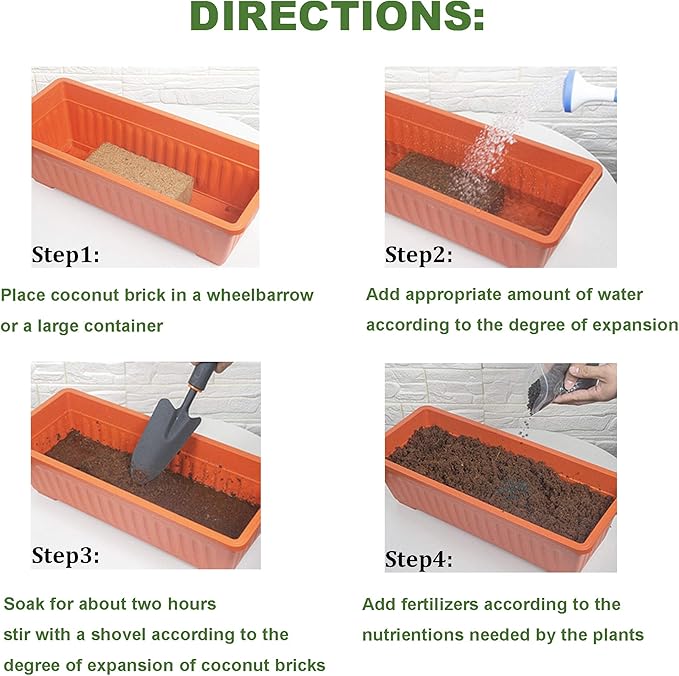 Coco Coir Bricks for Plants - Compressed Coconut Fiber Substrate Plant Soil for Vegetables Flowers Berries Planting, Reptile Bedding(6 Pack)