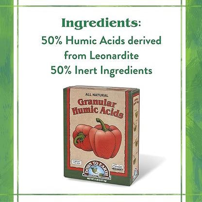 Down To Earth All Natural Fertilizers Organic Granular Humic Acids - Soil Amendment Adds Carbon, Increases Nutrient Uptake, 5 lb