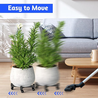 Plant Caddy With Wheels, Adjustable 9in to 13inch Heavy Duty Rolling Plant Dolly, Metal Plant Stand With 4 Lockable Caster Wheels, For Indoor Outdoor Pots Planter, Holds Up to 300 Lbs, Moving Dolly