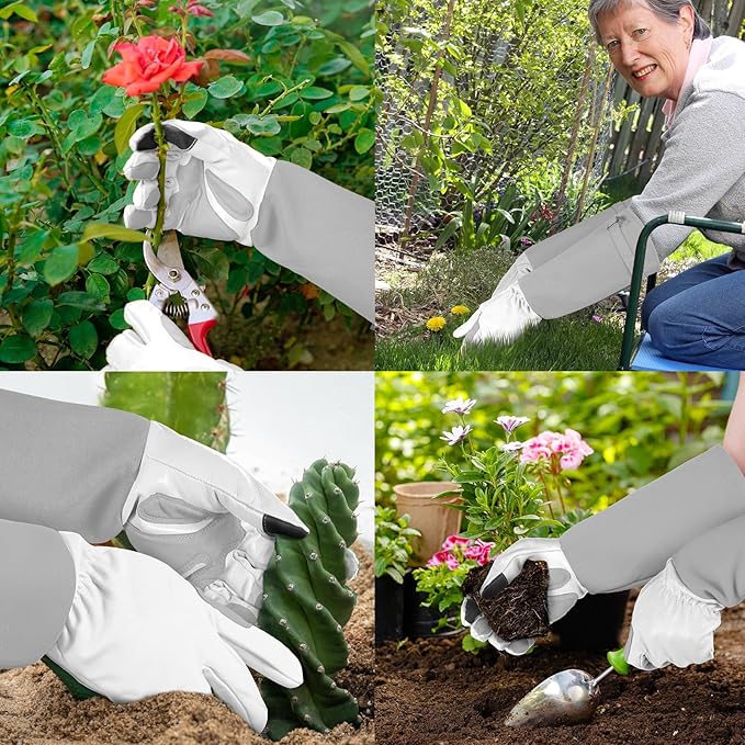 Long-Gardening-Gloves for Women/Men - Thorn Proof Rose Pruning Gloves Heavy Duty Gauntlet, Best Garden Gifts for Gardener-M