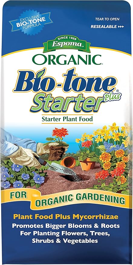 Espoma Organic Bio-Tone Starter Plus 4-3-3 Natural & Organic Starter Plant Food with Both Endo & Ecto Mycorrhizae; 4 lb. Bag; The Ultimate Starter Fertilizer - Pack of 1