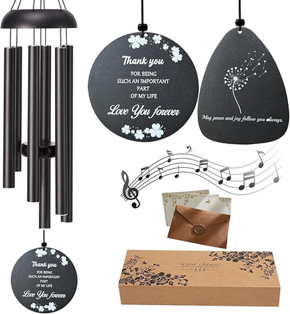 Thank You Gifts for Women Men with 2pc Wind Catchers, 37" Appreciation Wind Chime for Family Friends Hostess Employee Coworkers Colleague Pastor Mentor Nurses Gift (Gift Box + Greeting Card)