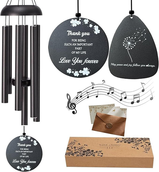 Thank You Gifts for Women Men with 2pc Wind Catchers, 37" Appreciation Wind Chime for Family Friends Hostess Employee Coworkers Colleague Pastor Mentor Nurses Gift (Gift Box + Greeting Card)