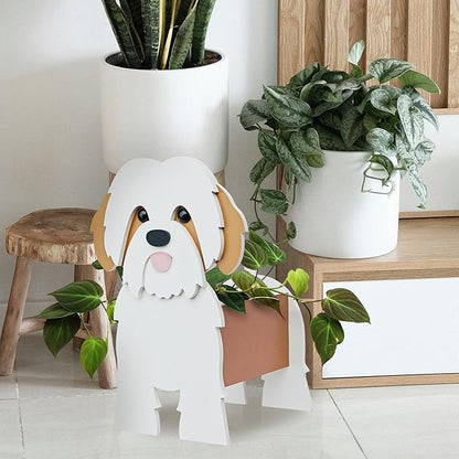 Shih Tzu Dog Planter, Cute Animal Shape Flower Planters, Plant Pots for Indoor/Outdoor Garden Decor, Unique Gifts/Souvenirs for Pet Lovers (Brown)