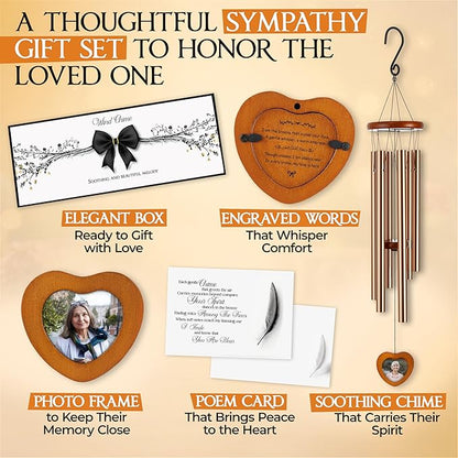32 Inch Memorial Wind Chimes Outdoor, Personalized Sympathy Gifts for Loss of Loved One, Memorial Gifts for Loss of Mom, Sympathy Wind Chimes for Mother, Father, Brother, Sister
