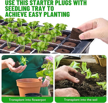 40 Pcs Seed Starter Plugs with Tray, Replacement Grow Sponges Plant Plugs, Great for Soil, Tray or Planting Pods, Promotes Herbs, Vegetables and Flowers Growth