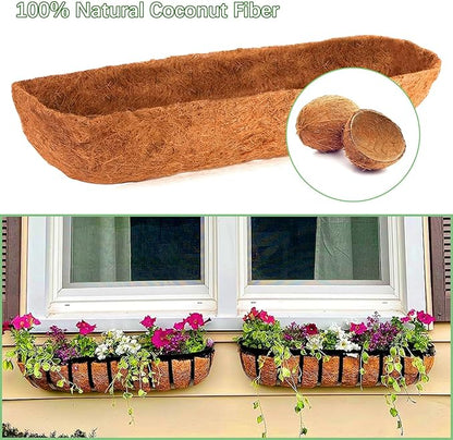 Coco Liners for Planters - 2 Pack 30 Inch Trough Coconut Liners for Planters, Window Box Coco Liners, 100% Natural Coconut Fiber Liners for Wall Hanging Basket, Window Box, Fence Baskets