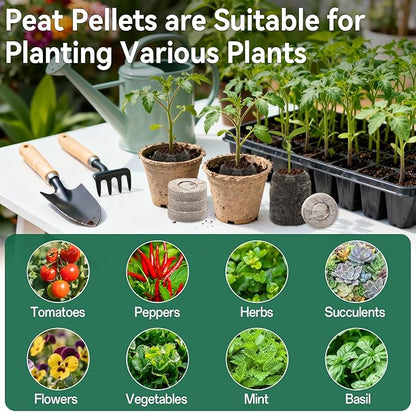 Halatool 500 Pcs 30mm Peat Pellets Block Potting Soil for Seedlings, Compressed Garden Soil Seed Starter Nutrient Peat Pods for Starting Seeds, Planting Flowers, Vegetables, Herbs
