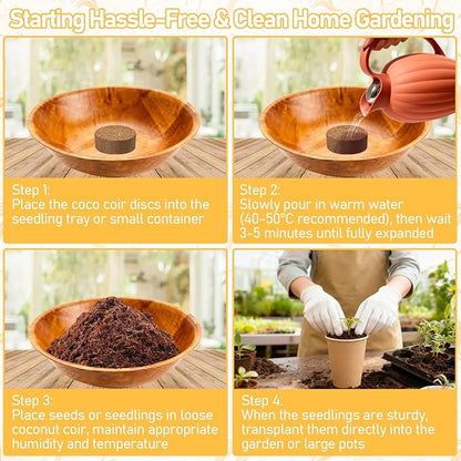 Legigo 100 PCS 50mm Coco Coir Pellets Potting Soil Mix- Compressed Coconut Coir Discs Seed Starting Soil Pellets, Coco Peat Soil Pods for Indoor & Outdoor Plants, Gardening Herbs Bonsai and Vegetables