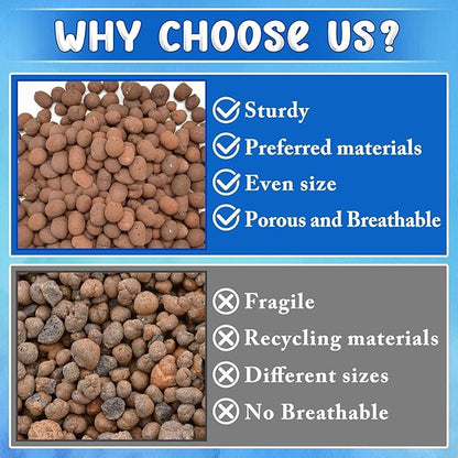 ZeeDix 10LBS Lightweight Expanded Clay Pebbles - pH-Balanced Hydroponic Growing Media for Aquaponics & Indoor Plants (Reusable Soilless Aggregate)
