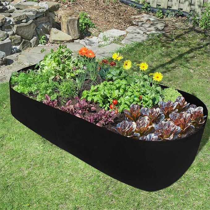 Firlar Fabric Raised Garden Bed, Fabric Raised Planting Bed Grow Bag, Fabric Pots Planting Pots for Herb Plants Flowers Vegetables, Black (35.4x70.8 Inch)