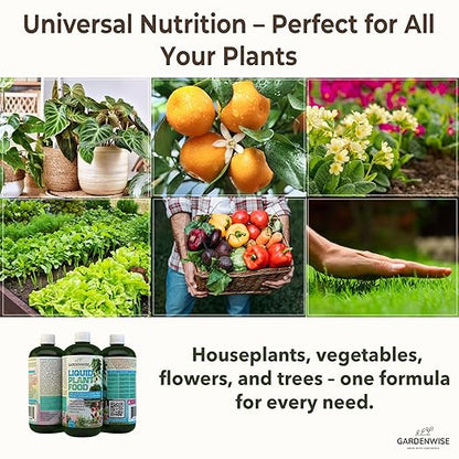 Organic Liquid Plant Food for Indoor Houseplants – All Purpose Fertilizer for Potted Plants, Vegetables, Succulents, Orchids, Roses – Miracle Growth with Mycorrhizae (32 oz)