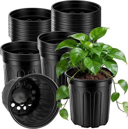 1 Gallon Plastic Plant Nursery Pot/Pots 65pcs Seedlings Flower Plant Container Seed Starting Pots Flexible Thickened Soft Plastic Garden Seedling Pot with Holes