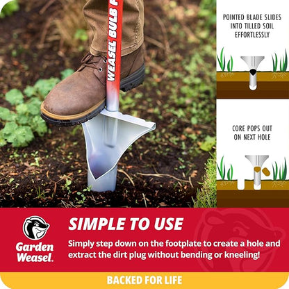 GARDEN WEASEL Bulb Planter - Long Handle | Annuals, Ground Cover, Vegetables, Spring and Fall Bulbs | Sod Cutter, Remover, and Plugger, Grass Planter, Bulb Planting Tool | 91350