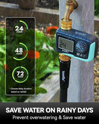RAINPOINT Sprinkler Timer, 100% Metal Pipe Water Timer for Garden Hose, Programmable Hose Controller for Watering, Sprinkler Controller with Manual Watering/Rain Delay for Outdoor Lawn & Garden (1PCS)