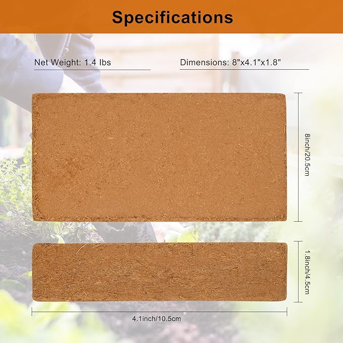 1 Pack Premium Coco Coir Bricks, Coco Coir for Plants, Coconut Fiber Substrate with Low pH & EC, Organic Coconut Fiber for Indoor & Outdoor Gardening and Potting Mix